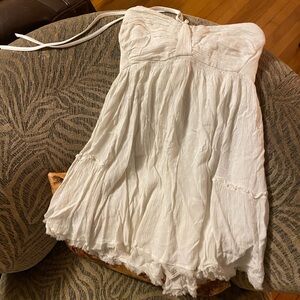 Free People Ivory Textured Halter Dress